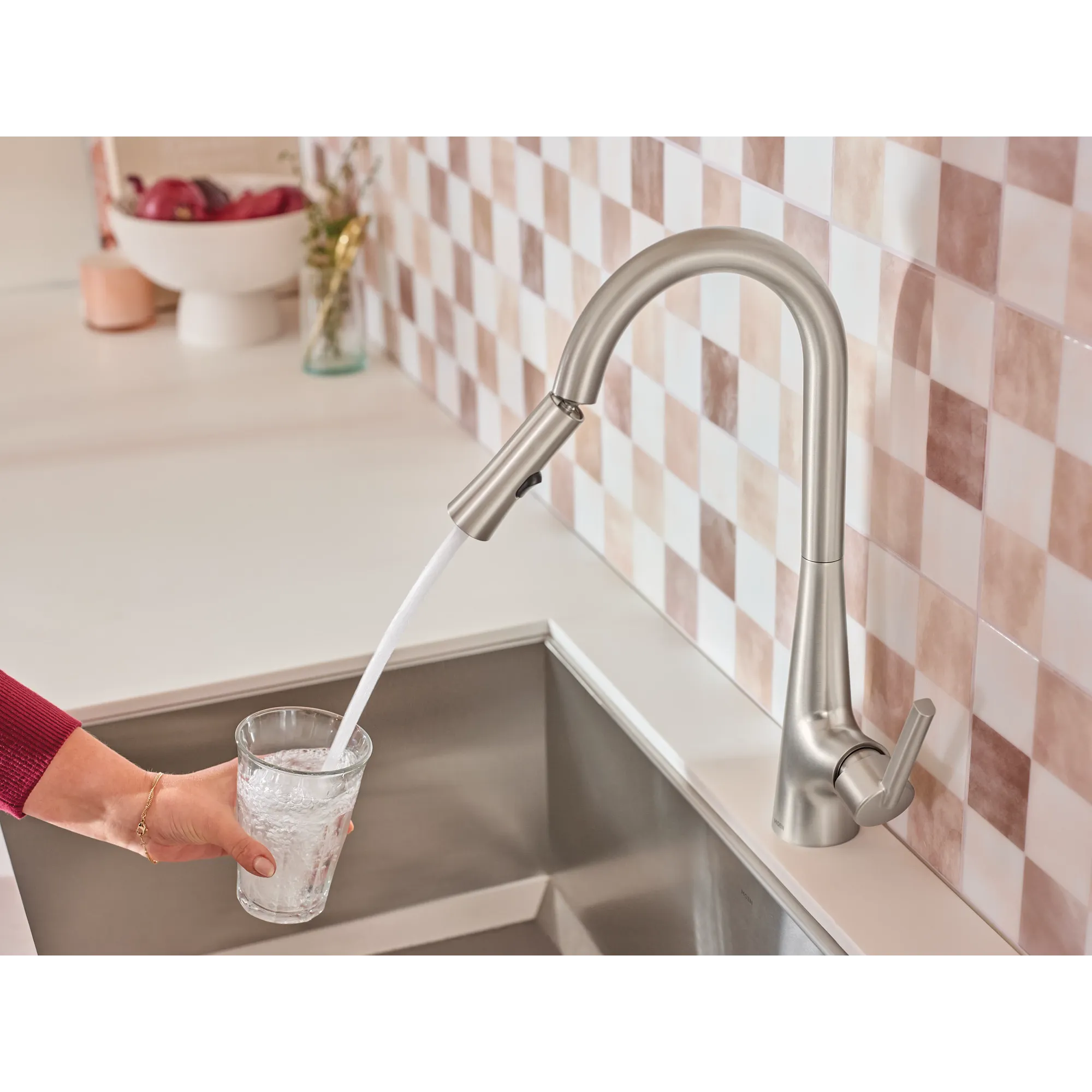 Ronan One-Handle Pulldown Kitchen Faucet with Swivel Control – Moen