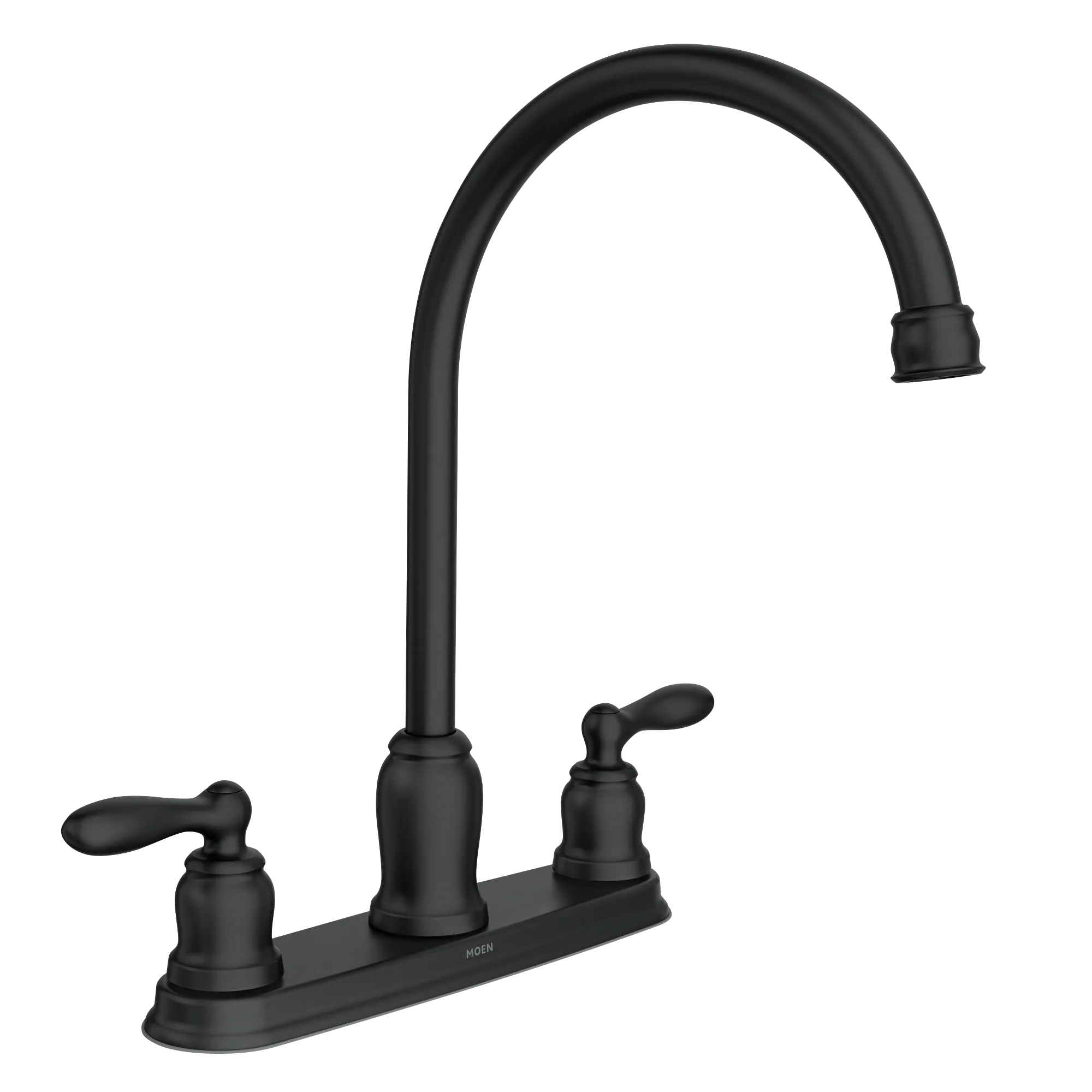 Caldwell Matte black two-handle high arc kitchen faucet – Moen