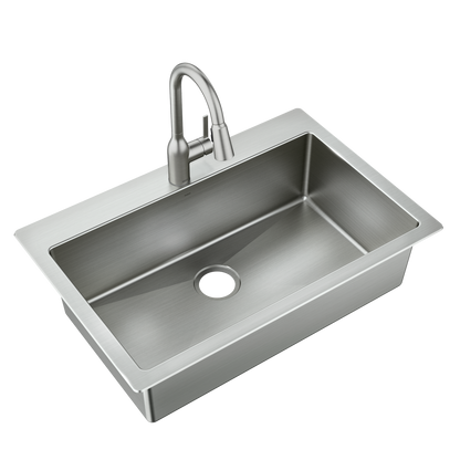 Kenadi 33"x22" stainless steel 18 gauge single bowl dual mount sink