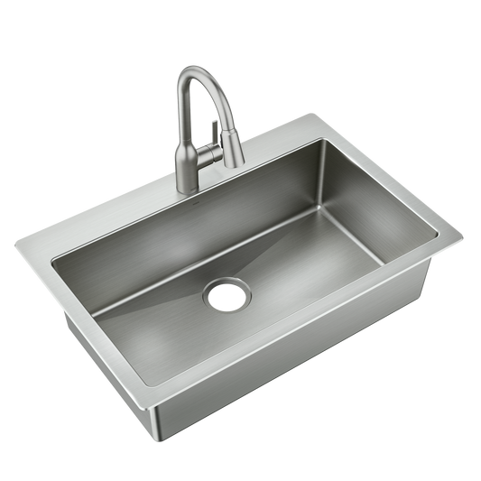 Kenadi 33"x22" stainless steel 18 gauge single bowl dual mount sink