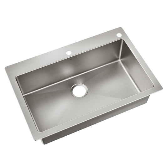 33" x 22" Stainless Steel 18 Gauge Single Bowl Dualmount Sink