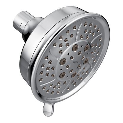 Matte black four-function 4-3/8" diameter spray head eco-performance showerhead