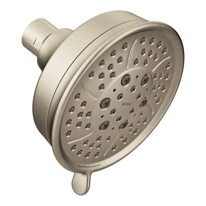 Matte black four-function 4-3/8" diameter spray head eco-performance showerhead