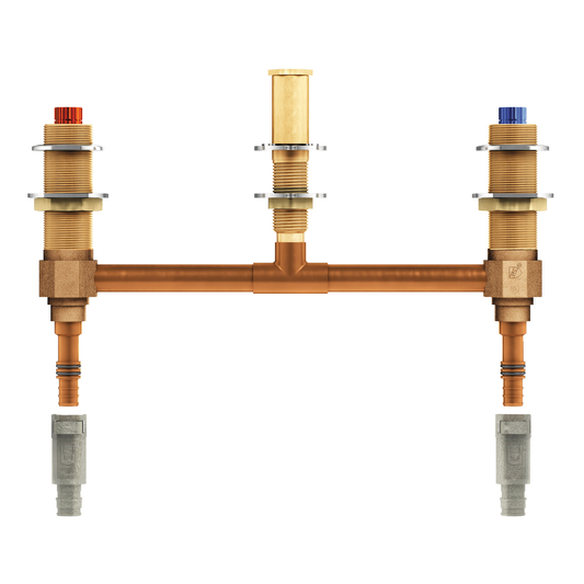 M-pact Two Handle Roman Tub Valve 10" Centers 1/2" Pex With 1/2" Cold Expansion Pex Adapters