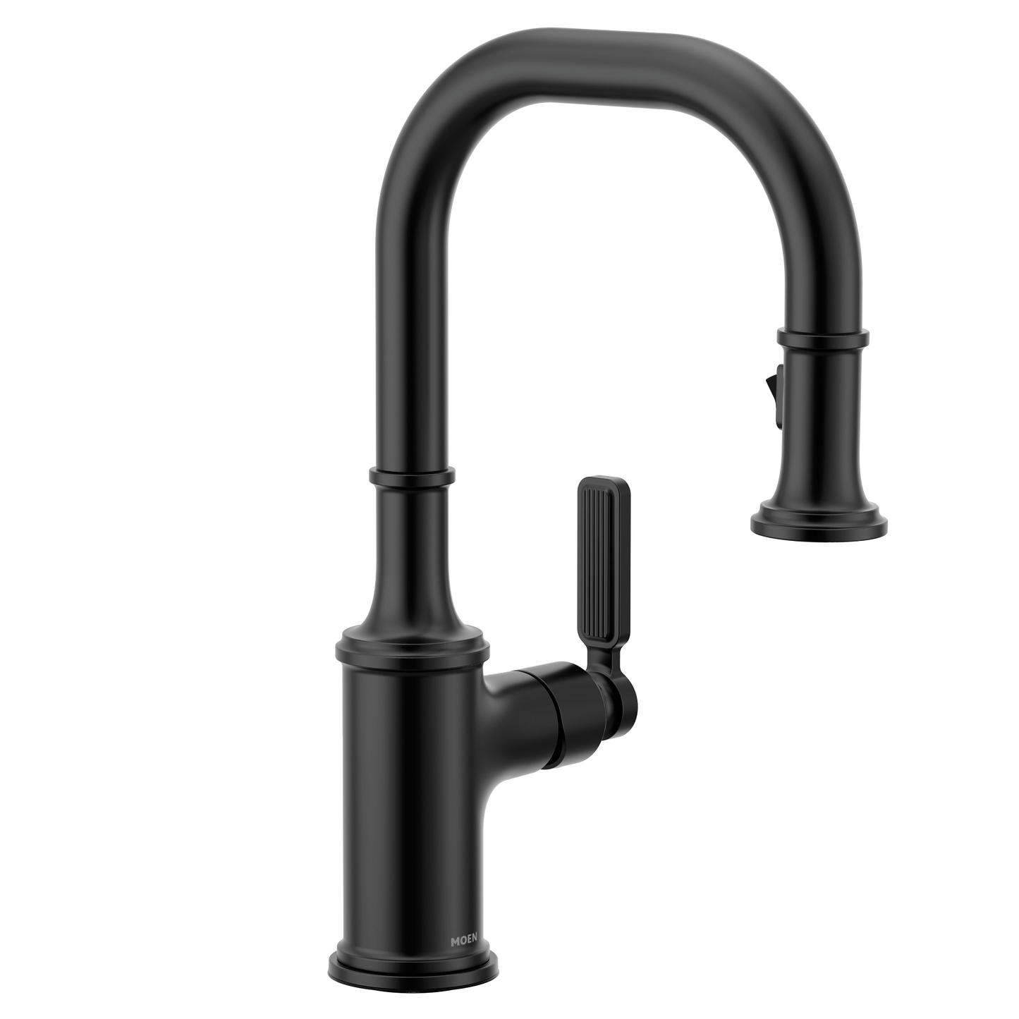 Smyth Matte black one-handle high arc pulldown bar faucet