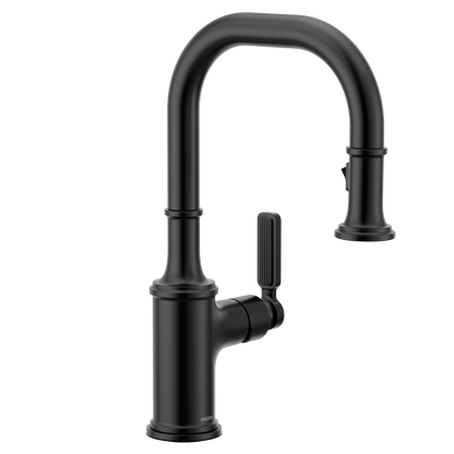 Smyth Matte black one-handle high arc pulldown bar faucet