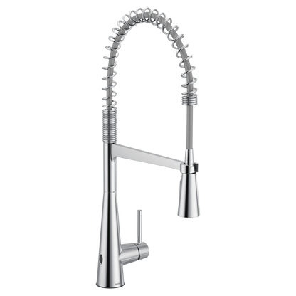 Sleek MotionSense Wave Chrome One-Handle High Arc Pre-Rinse Spring Pulldown Kitchen Faucet