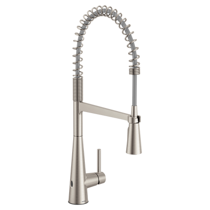 Sleek MotionSense Wave Chrome One-Handle High Arc Pre-Rinse Spring Pulldown Kitchen Faucet