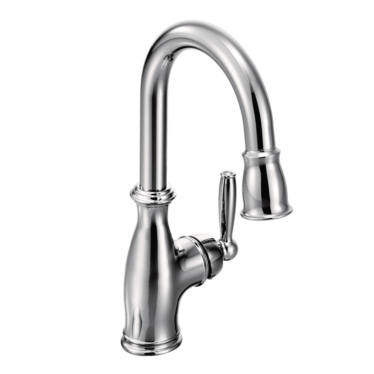 Brantford Chrome One-Handle High Arc Pulldown Bar Faucet