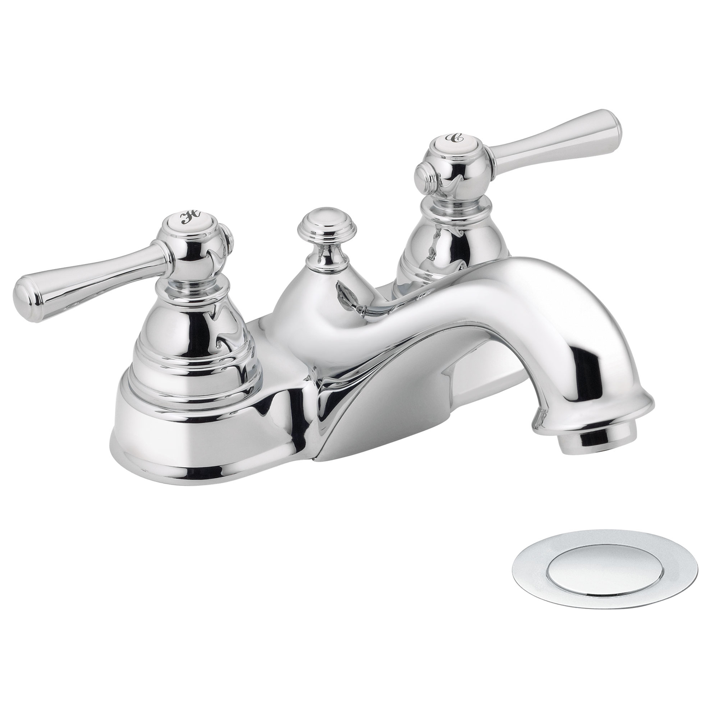 Kingsley Chrome Two-Handle Low Arc Bathroom Faucet