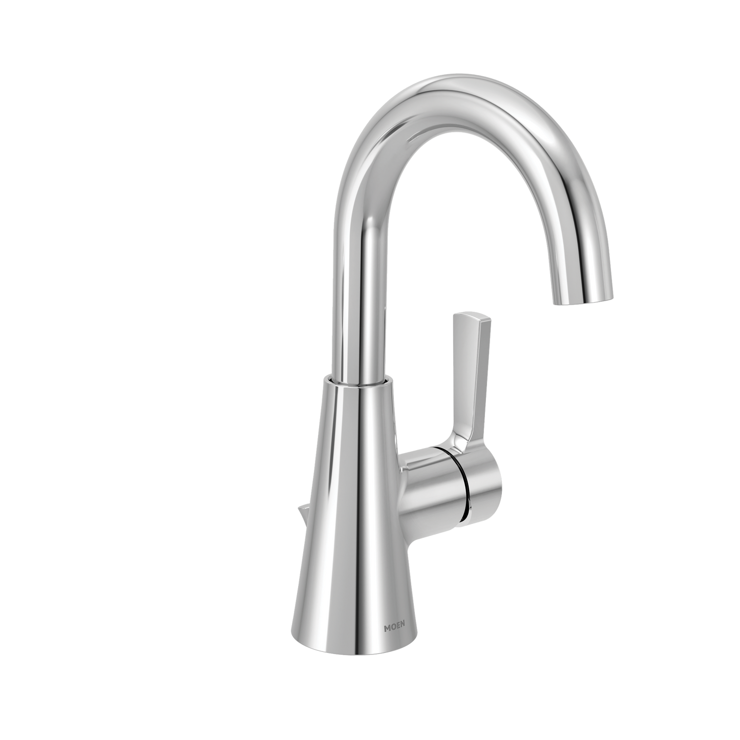 Chrome one-handle high arc bathroom faucet