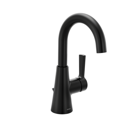 Chrome one-handle high arc bathroom faucet