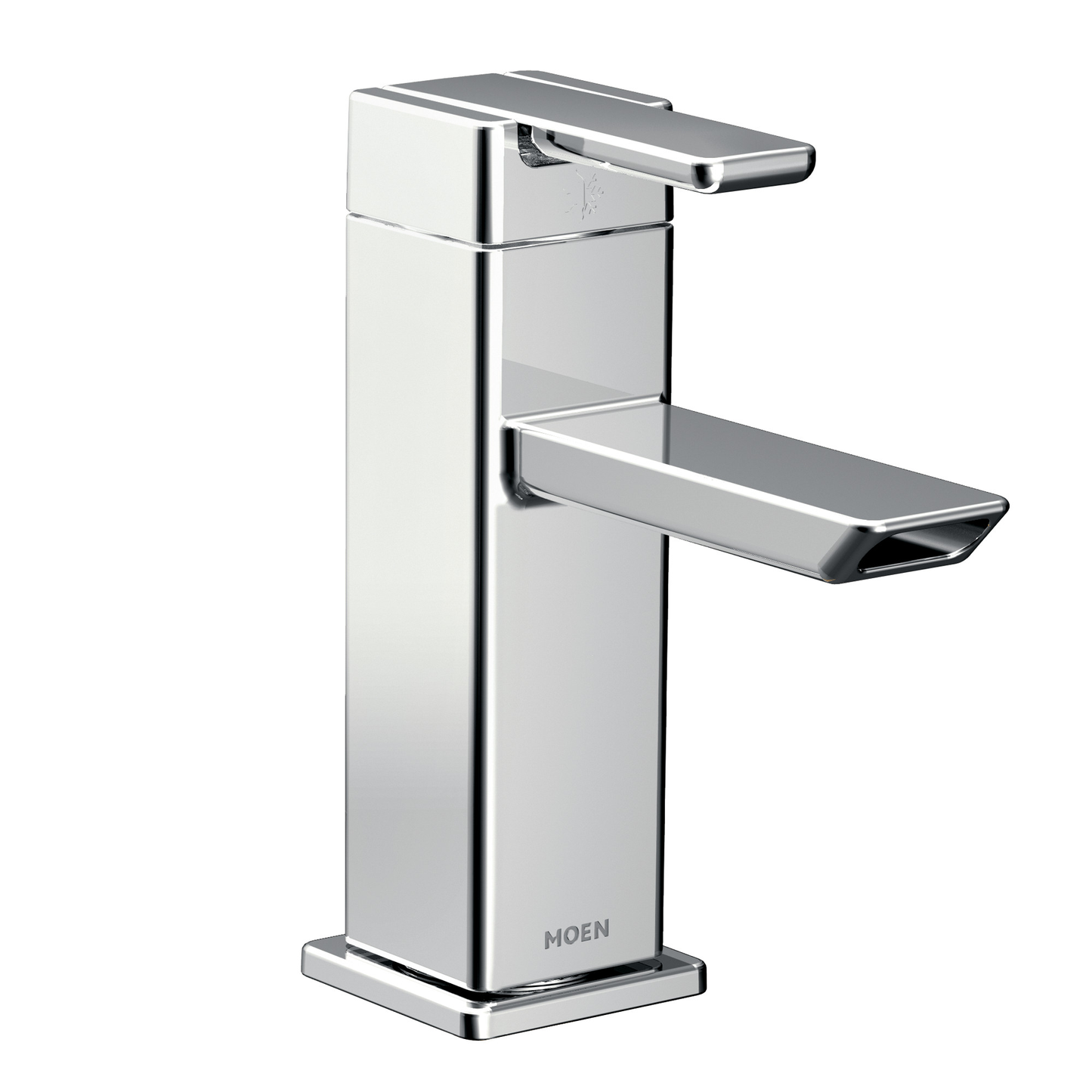 90 Degree Chrome One-Handle Low Arc Bathroom Faucet