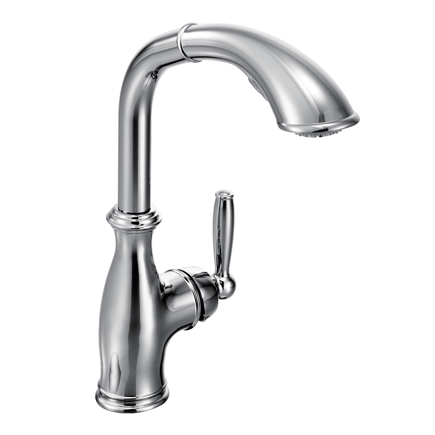 Brantford Chrome one-handle high arc pullout kitchen faucet