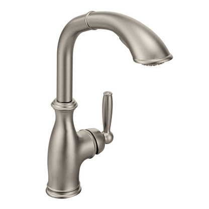 Brantford Chrome one-handle high arc pullout kitchen faucet