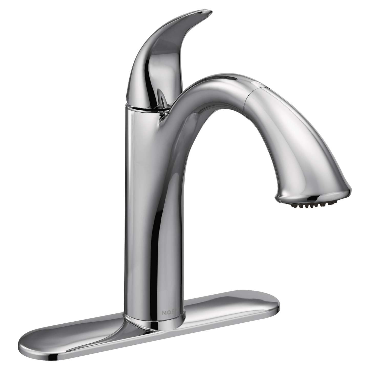 Camerist Chrome one-handle low arc pullout kitchen faucet