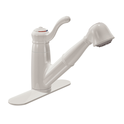 Colonnade Ivory one-handle low arc pullout kitchen faucet