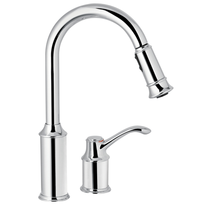 Aberdeen Chrome one-handle high arc pulldown kitchen faucet