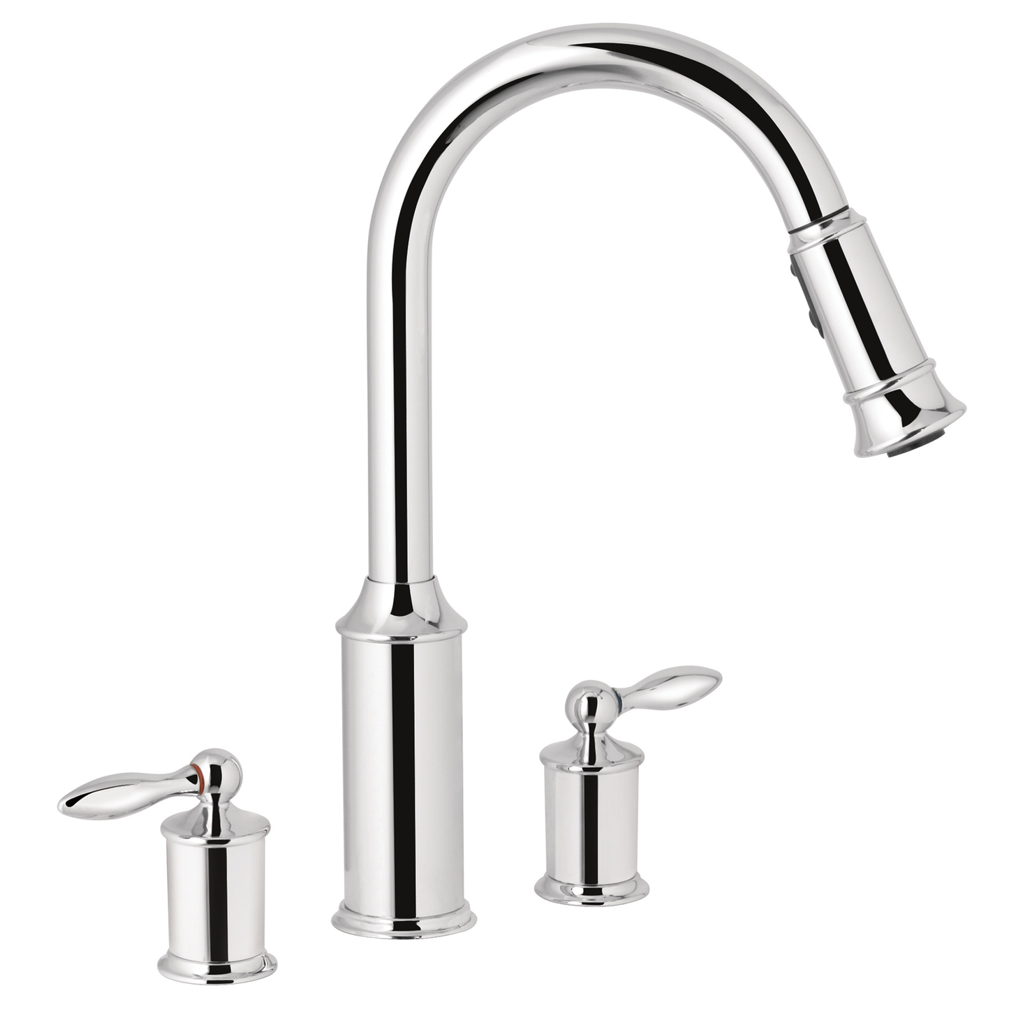 Aberdeen Chrome two-handle high arc pulldown kitchen faucet