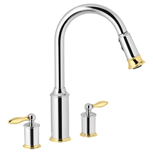 Aberdeen Chrome two-handle high arc pulldown kitchen faucet