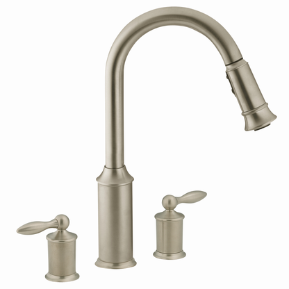 Aberdeen Chrome two-handle high arc pulldown kitchen faucet