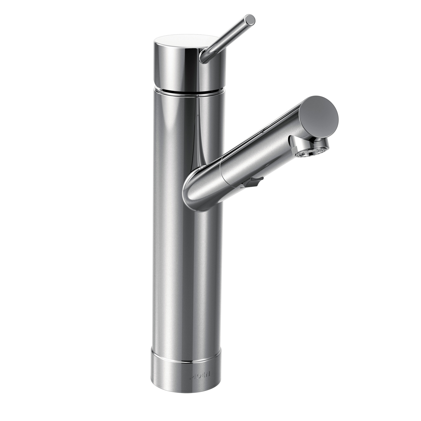 Tilt Chrome one-handle low arc pullout kitchen faucet