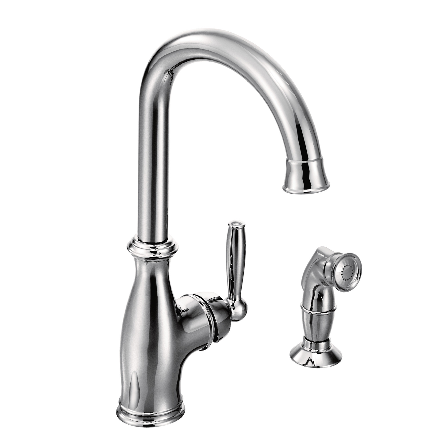 Brantford Chrome one-handle high arc kitchen faucet