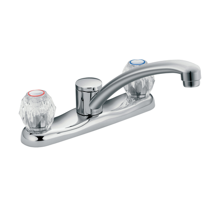 Chateau Chrome Two-Handle Low Arc Kitchen Faucet