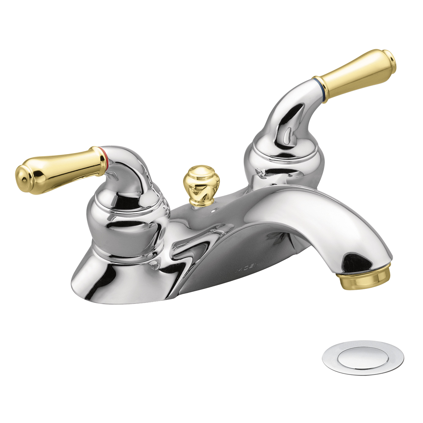 Monticello Chrome/polished brass two-handle low arc bathroom faucet