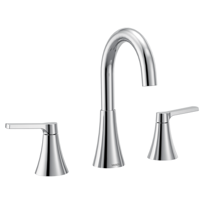 Mikah Chrome two-handle high arc bathroom faucet