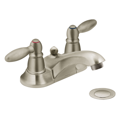 Wickston Brushed nickel two-handle low arc bathroom faucet