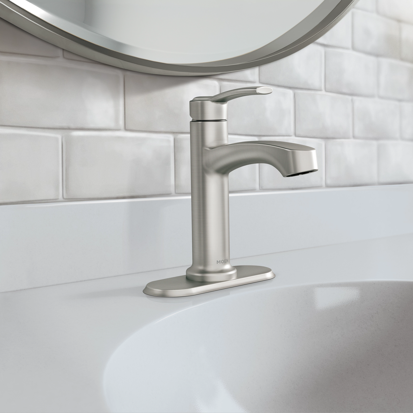 Chrome one-handle high arc bathroom faucet