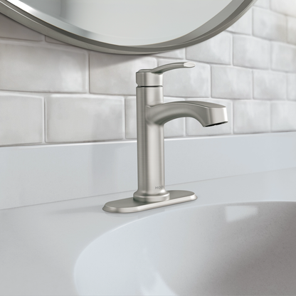 Chrome one-handle high arc bathroom faucet