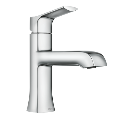 Chrome one-handle high arc bathroom faucet