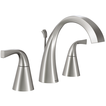 Oxby Spot resist brushed nickel two-handle high arc bathroom faucet