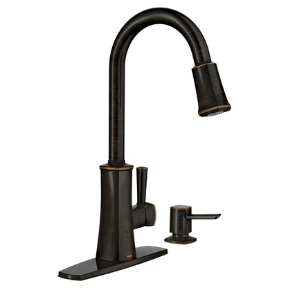Bridgestone Mediterranean bronze one-handle high arc pulldown kitchen faucet