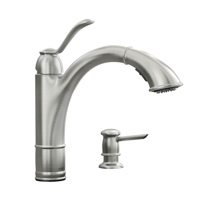 Walden Chrome One-Handle Low Arc Pullout Kitchen Faucet