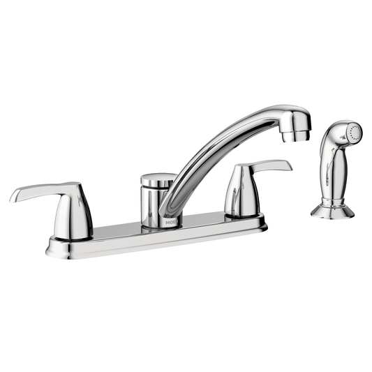 Adler Two-handle Low Arc Kitchen Faucet With Optional Knob Or Lever Handles