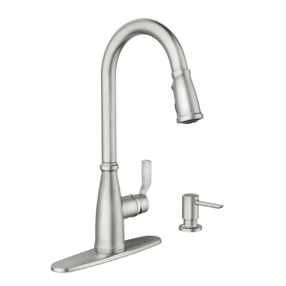 Nolia Chrome one-handle high arc pulldown kitchen faucet