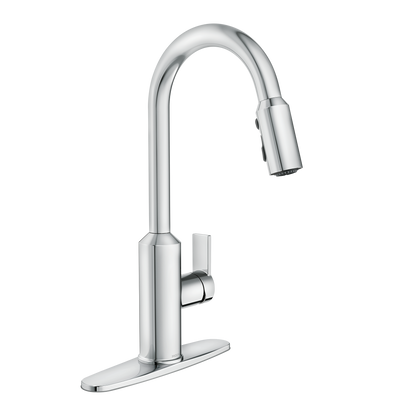 MEENA Chrome one-handle high arc pulldown kitchen faucet