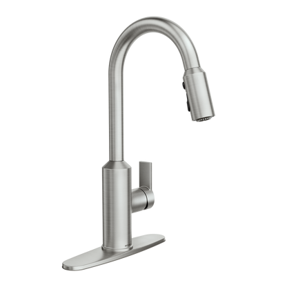 MEENA Chrome one-handle high arc pulldown kitchen faucet