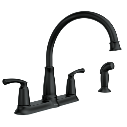 Bexley Matte black two-handle high arc kitchen faucet