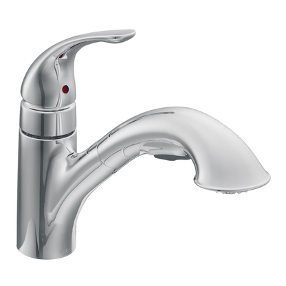 Caprillo Chrome one-handle low arc pullout kitchen faucet