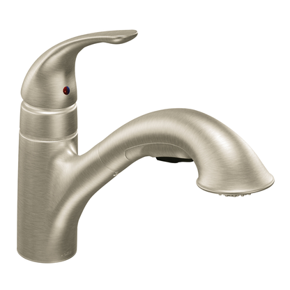 Caprillo Chrome one-handle low arc pullout kitchen faucet