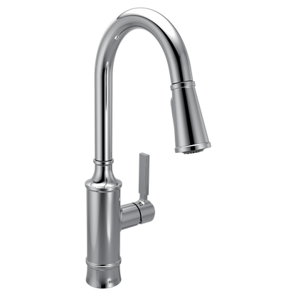 Chrome one-handle high arc pulldown kitchen faucet