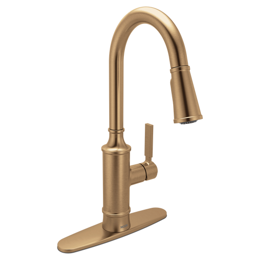 Chrome one-handle high arc pulldown kitchen faucet