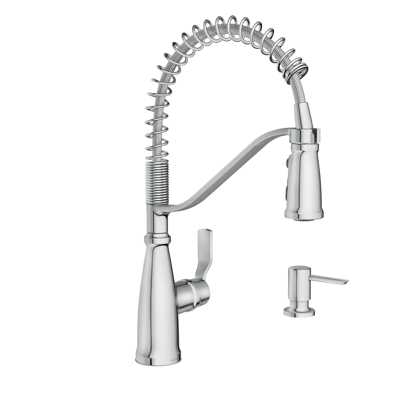 Nolia Chrome One-Handle High Arc Pre-Rinse Spring Pulldown Kitchen Faucet