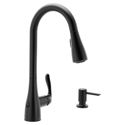 Georgene Matte black one-handle high arc pulldown kitchen faucet