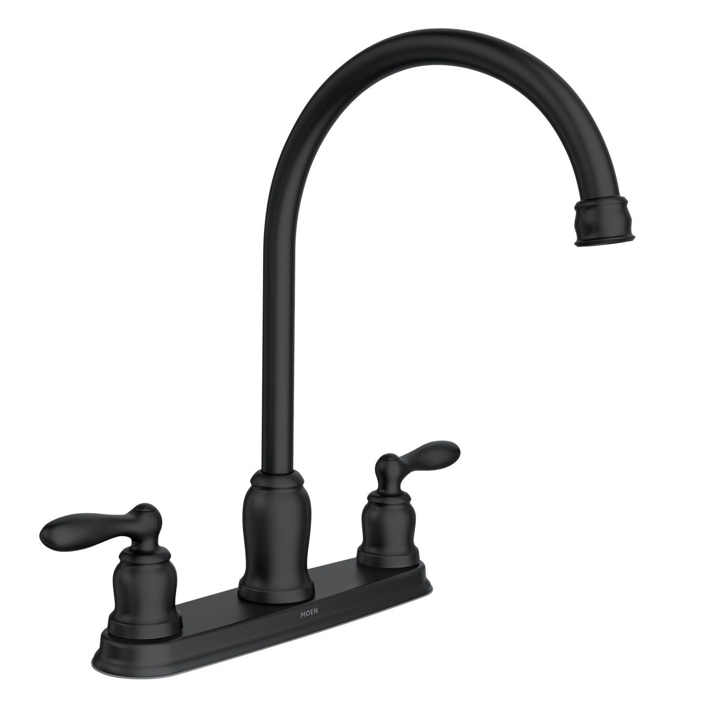 Caldwell Matte black two-handle high arc kitchen faucet