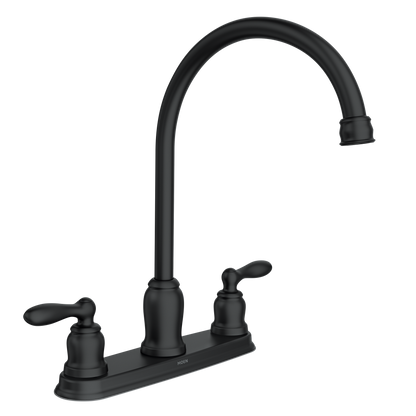 Caldwell Matte black two-handle high arc kitchen faucet